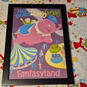 DISNEYLAND attraction Poster Mad Tea Parrt/Dumbo And King Arthur Carrousel Rides